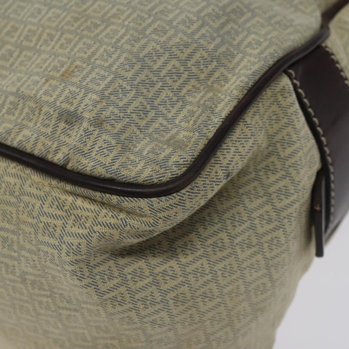 FENDI Zucchino Canvas Shoulder Bag Blue Gold Auth 124324