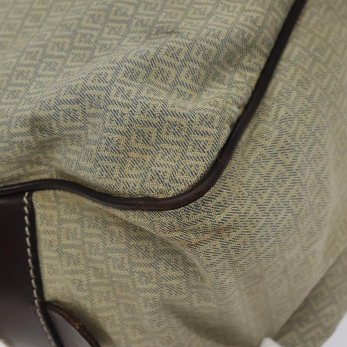 FENDI Zucchino Canvas Shoulder Bag Blue Gold Auth 124324