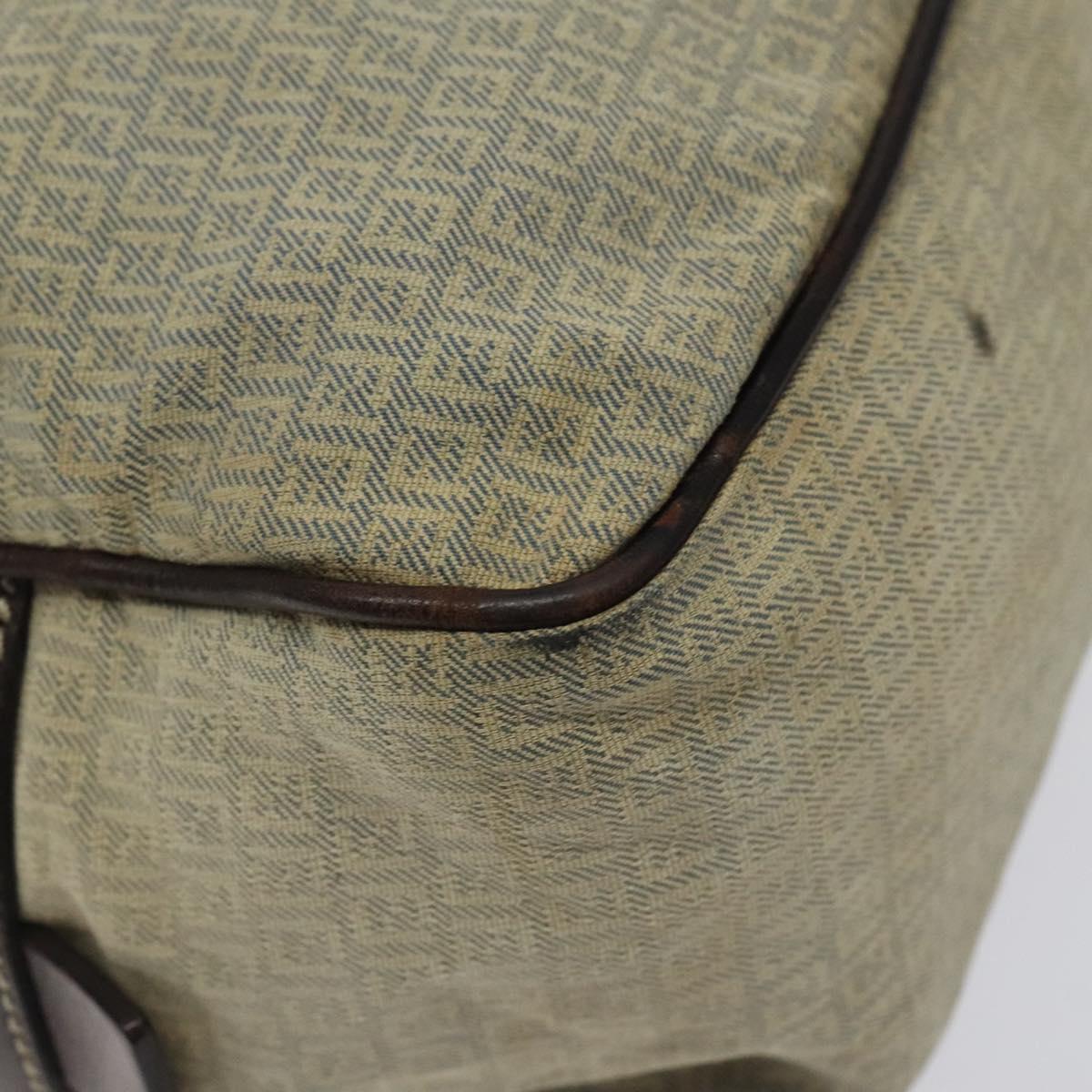 FENDI Zucchino Canvas Shoulder Bag Blue Gold Auth 124324
