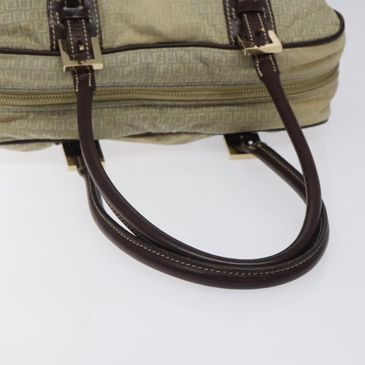 FENDI Zucchino Canvas Shoulder Bag Blue Gold Auth 124324