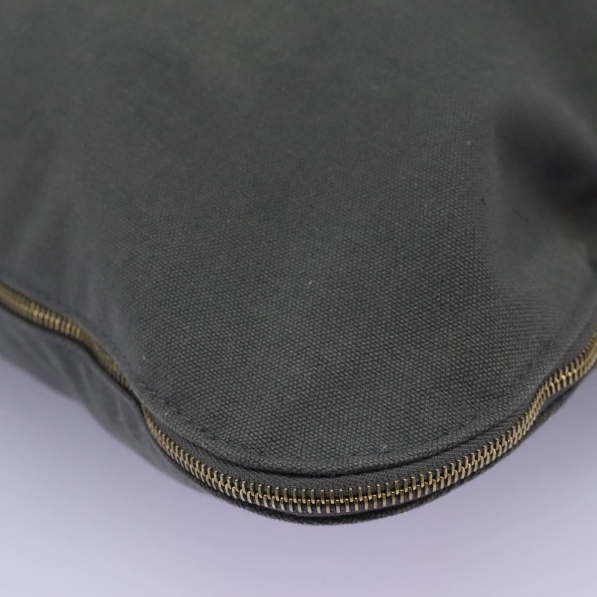 HERMES Fourre Tout Porte Documents Business Bag Canvas Gray Silver Auth 124325