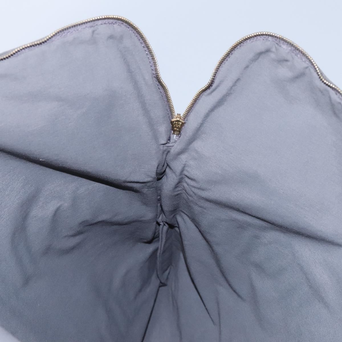 HERMES Fourre Tout Porte Documents Business Bag Canvas Gray Silver Auth 124325