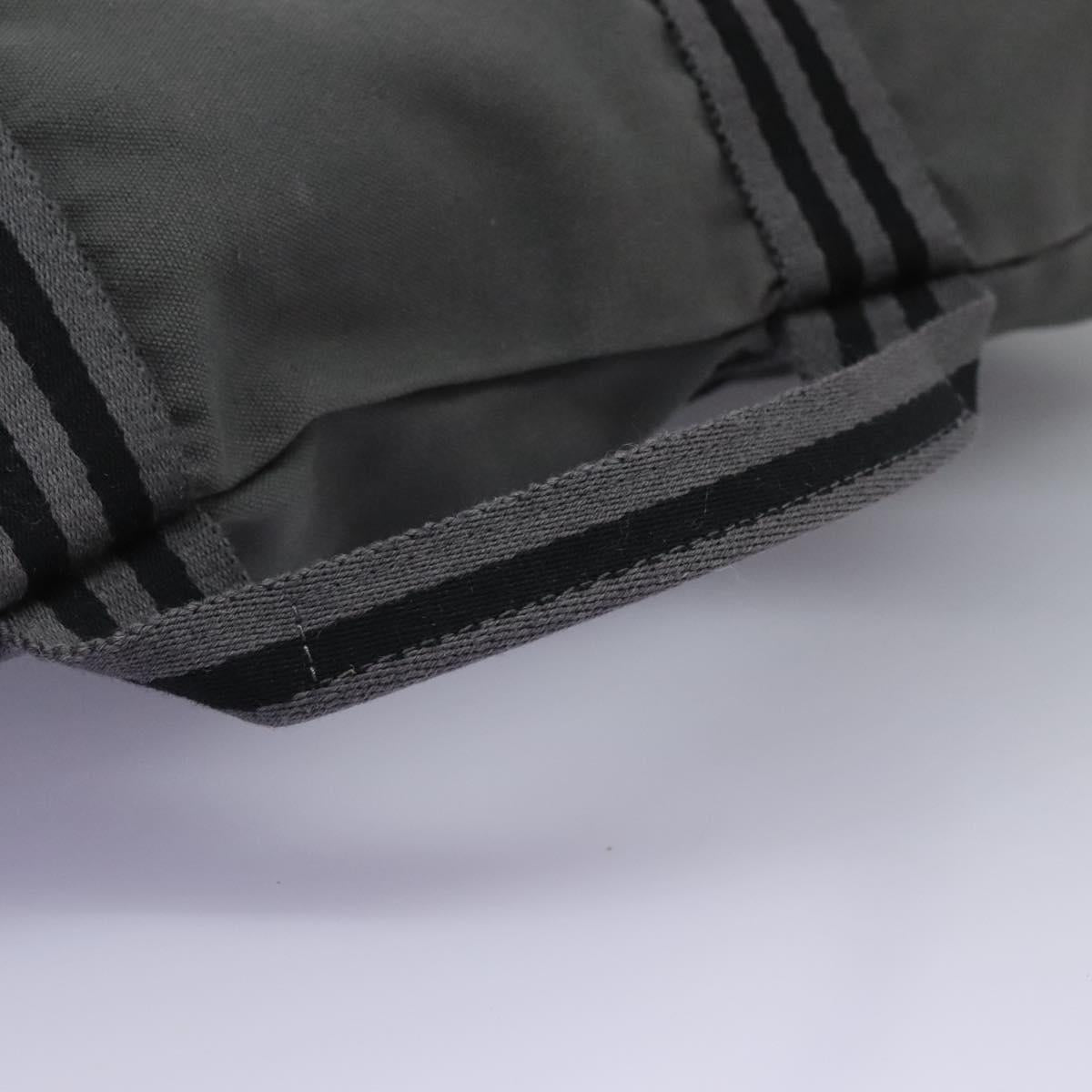 HERMES Fourre Tout Porte Documents Business Bag Canvas Gray Silver Auth 124325