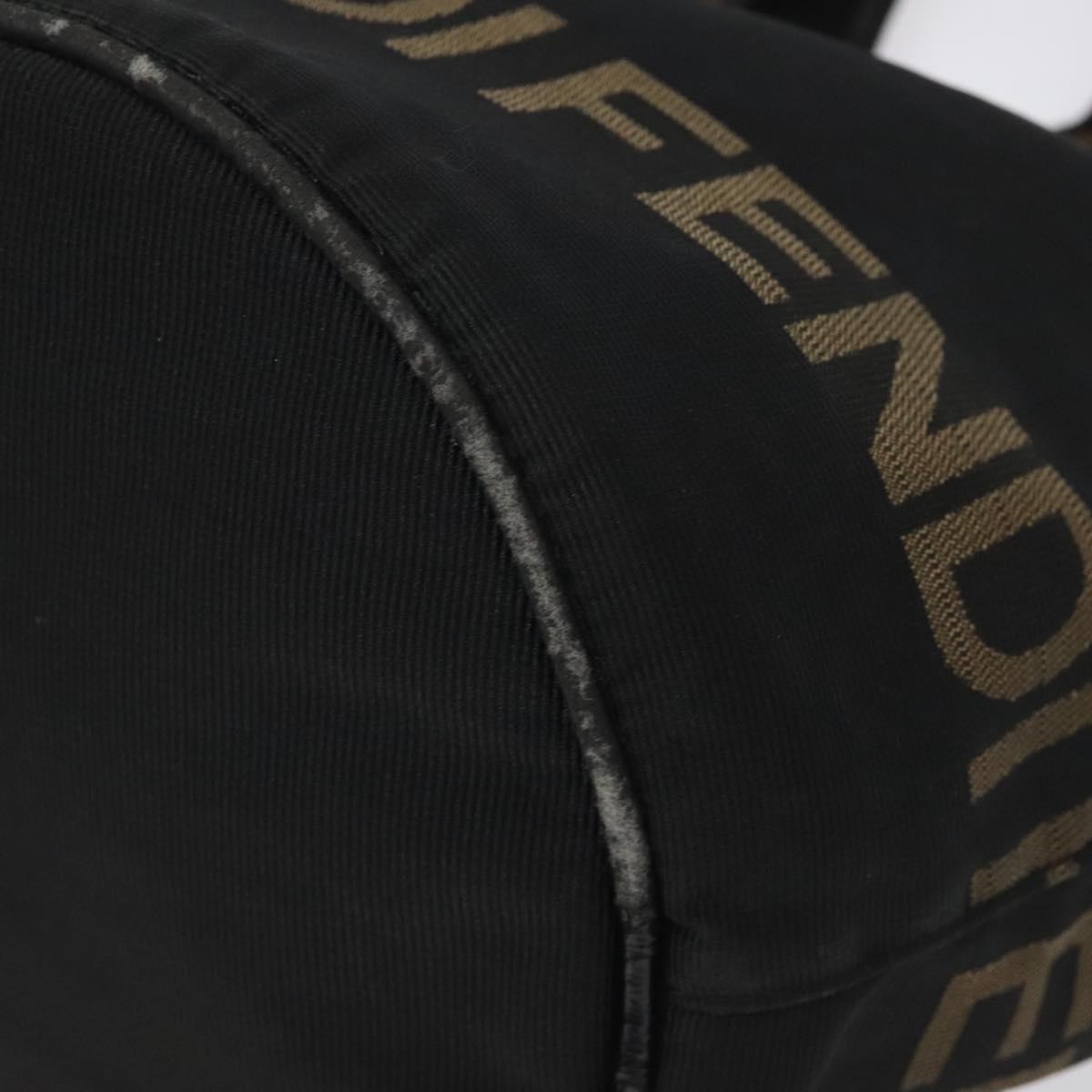 FENDI Hand Bag Canvas Black gold Auth 124349