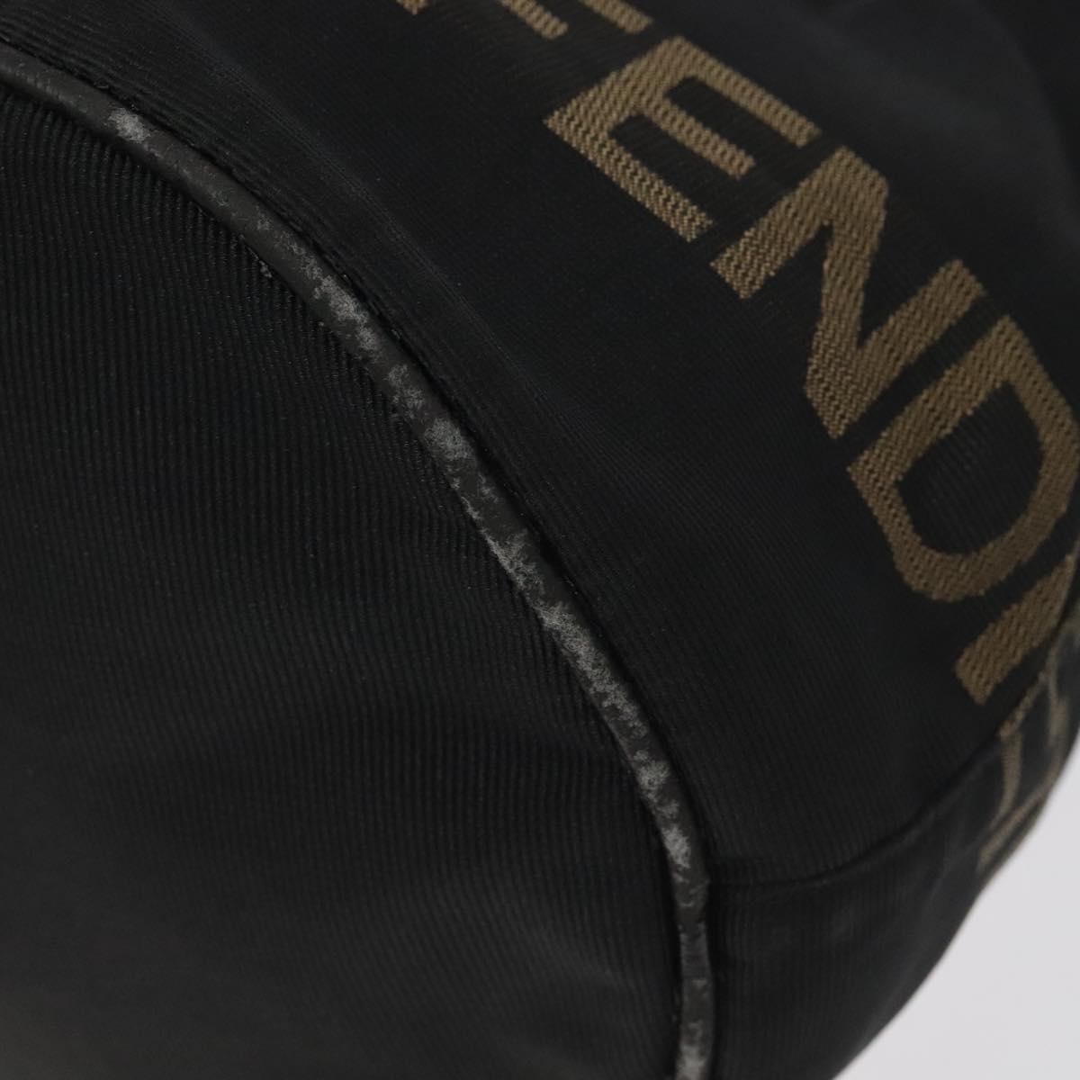 FENDI Hand Bag Canvas Black gold Auth 124349