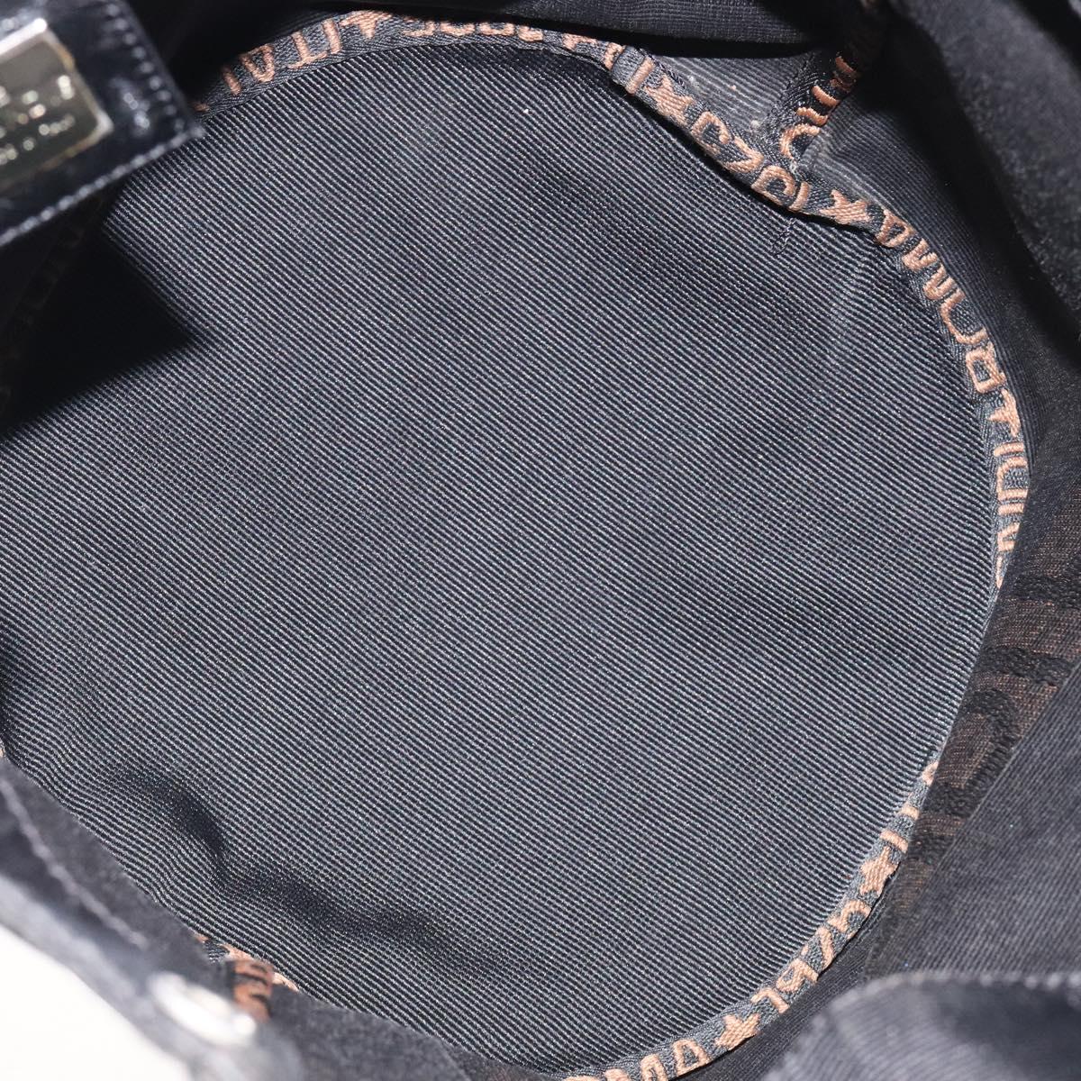 FENDI Hand Bag Canvas Black gold Auth 124349
