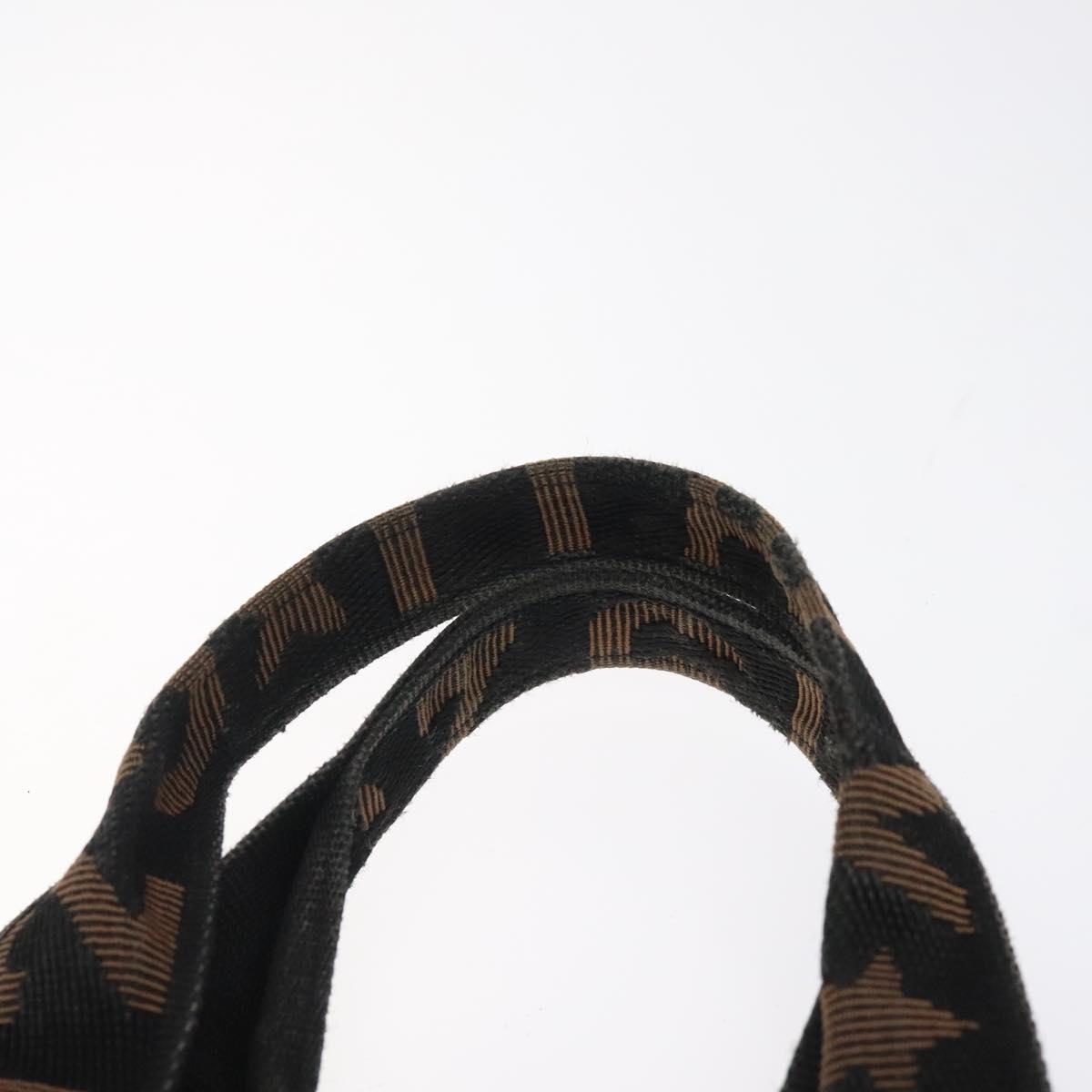 FENDI Hand Bag Canvas Black gold Auth 124349