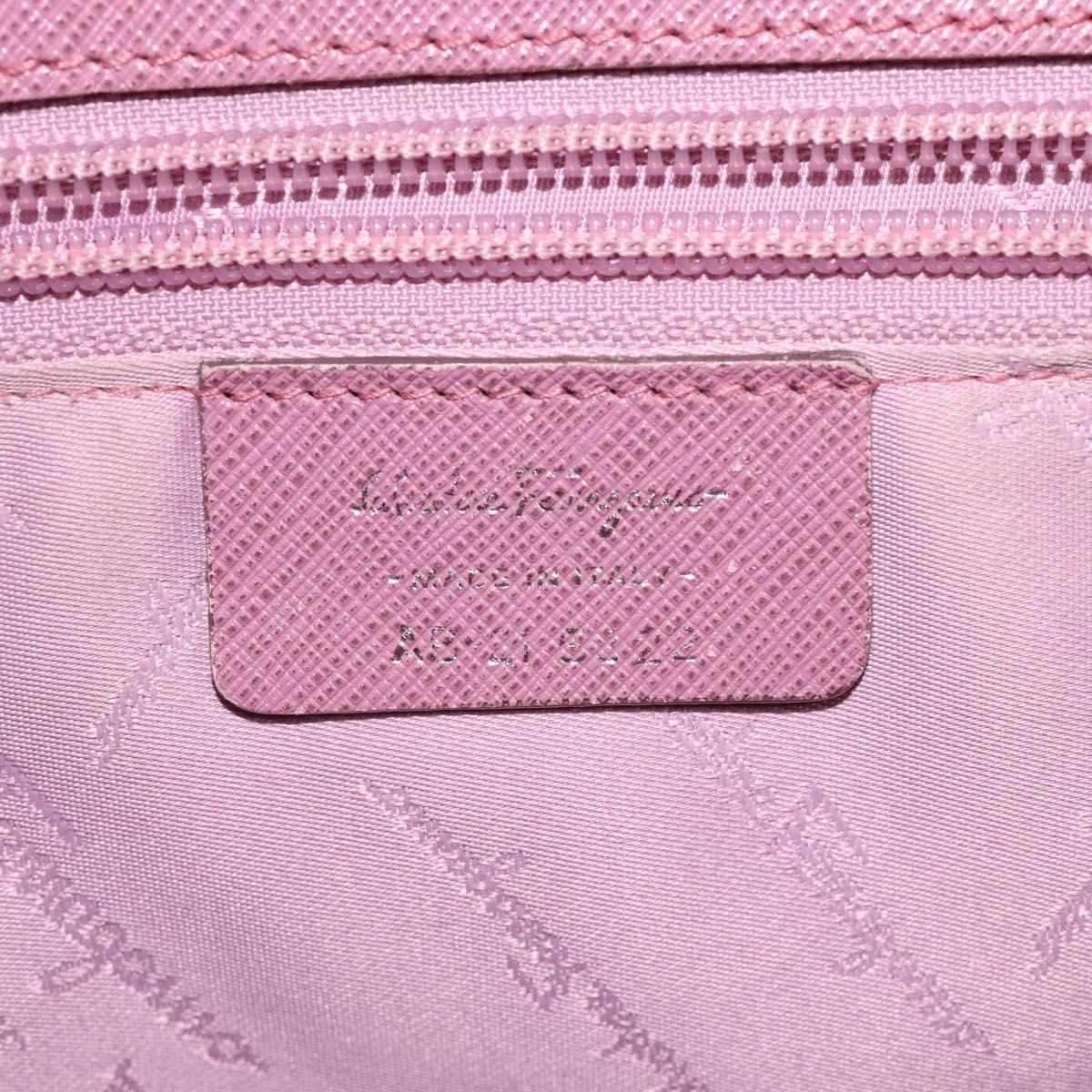 Salvatore Ferragamo Gancini Hand Bag Leather Pink Silver Auth 124355