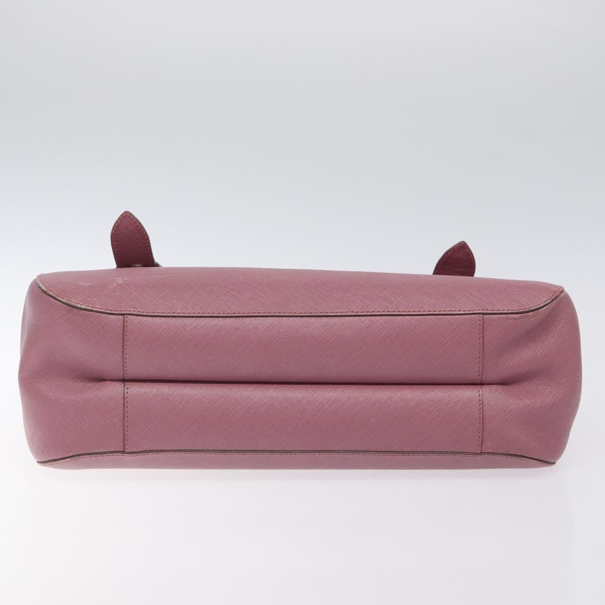 Salvatore Ferragamo Gancini Hand Bag Leather Pink Silver Auth 124355