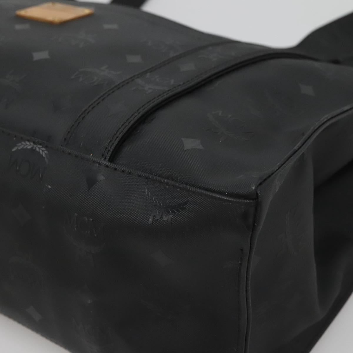 MCM Vicetos Logogram Shoulder Bag PVC Black Gold Auth 124358