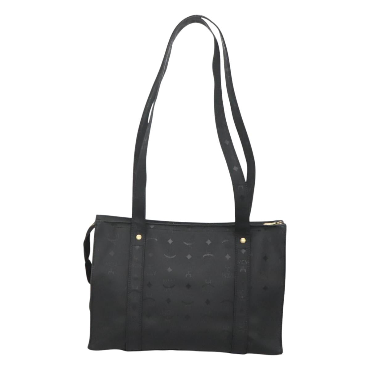 MCM Vicetos Logogram Shoulder Bag PVC Black Gold Auth 124358