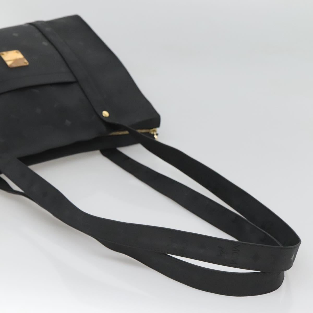 MCM Vicetos Logogram Shoulder Bag PVC Black Gold Auth 124358