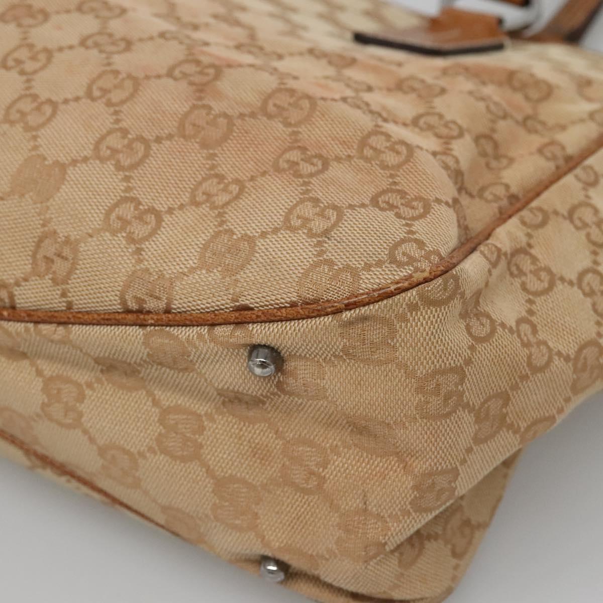 GUCCI GG Canvas Tote Bag Beige gold 113017 Auth 124360
