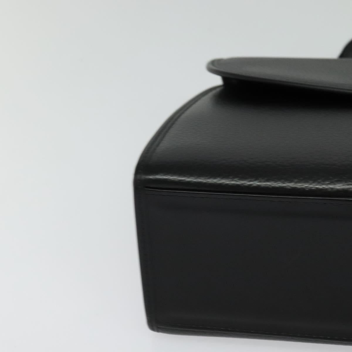 Burberrys Hand Bag Leather 2way Black Silver Auth 124374