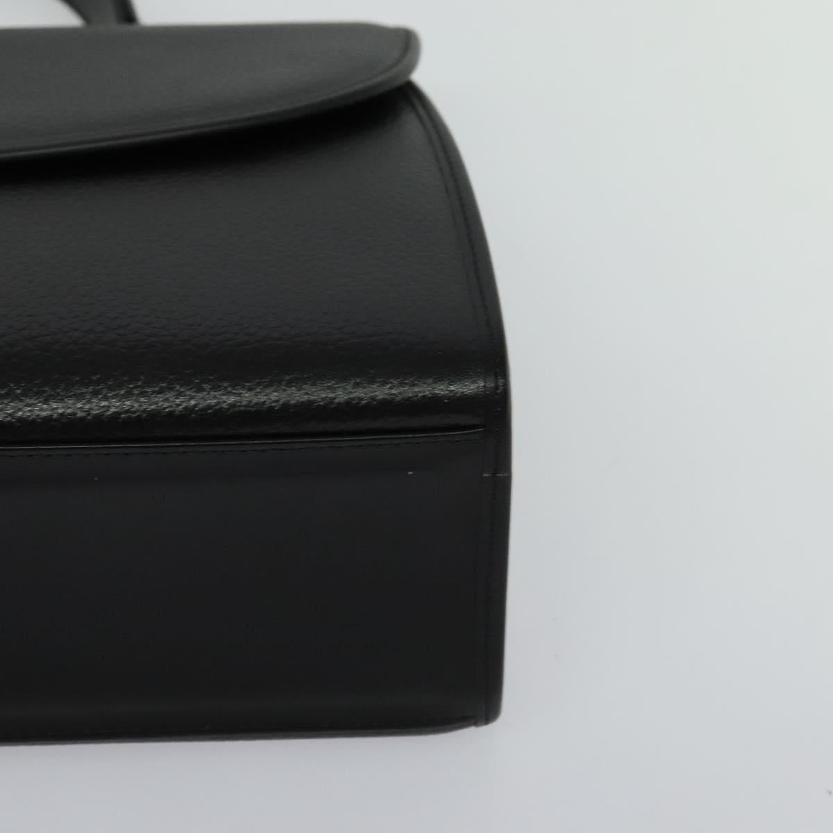 Burberrys Hand Bag Leather 2way Black Silver Auth 124374