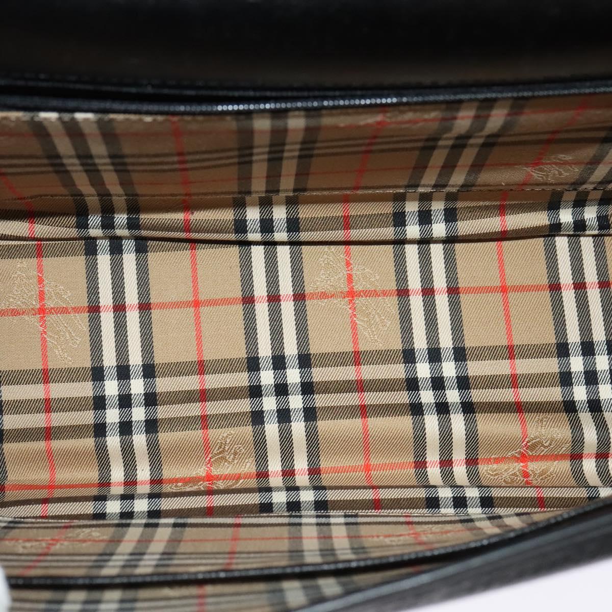 Burberrys Hand Bag Leather 2way Black Silver Auth 124374