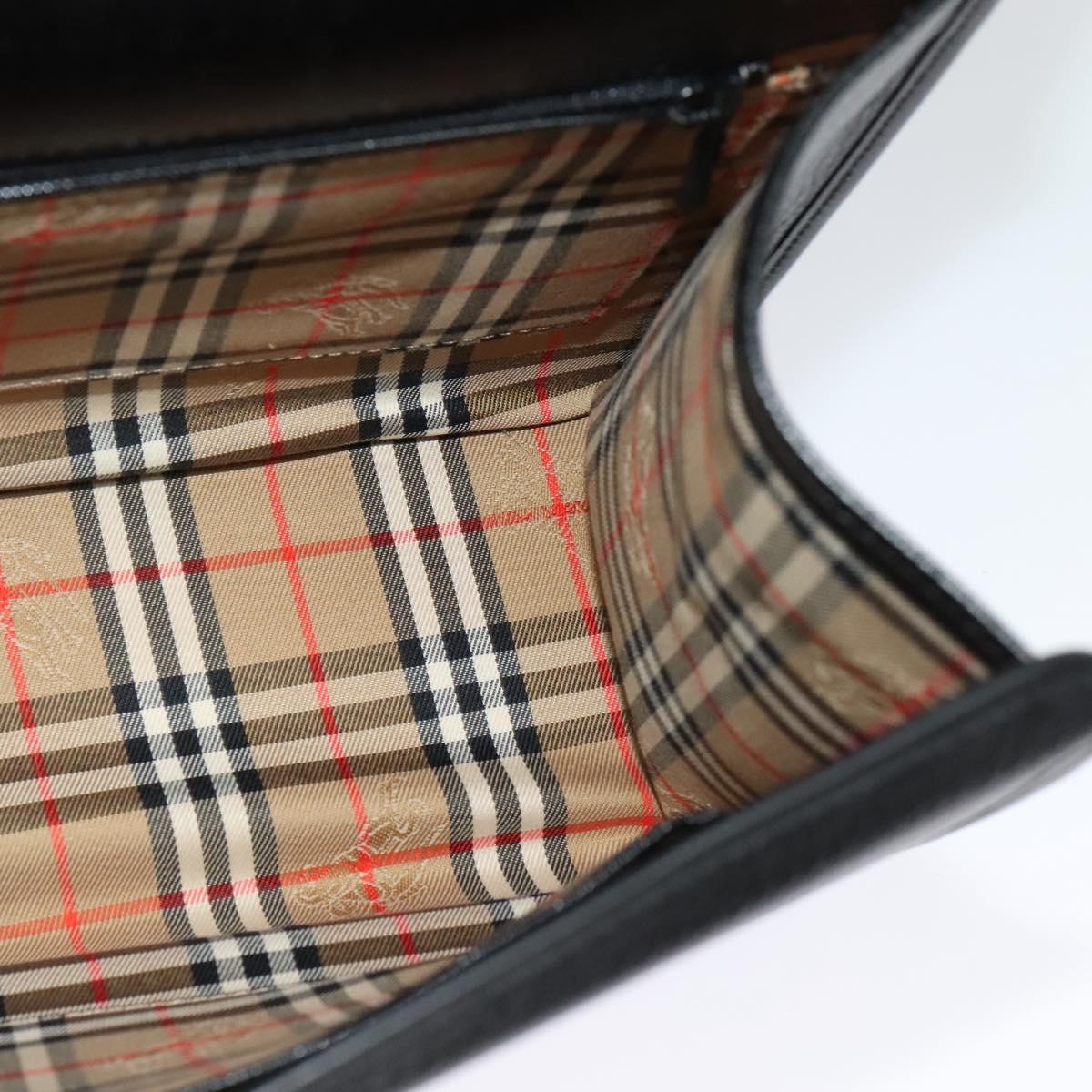 Burberrys Hand Bag Leather 2way Black Silver Auth 124374