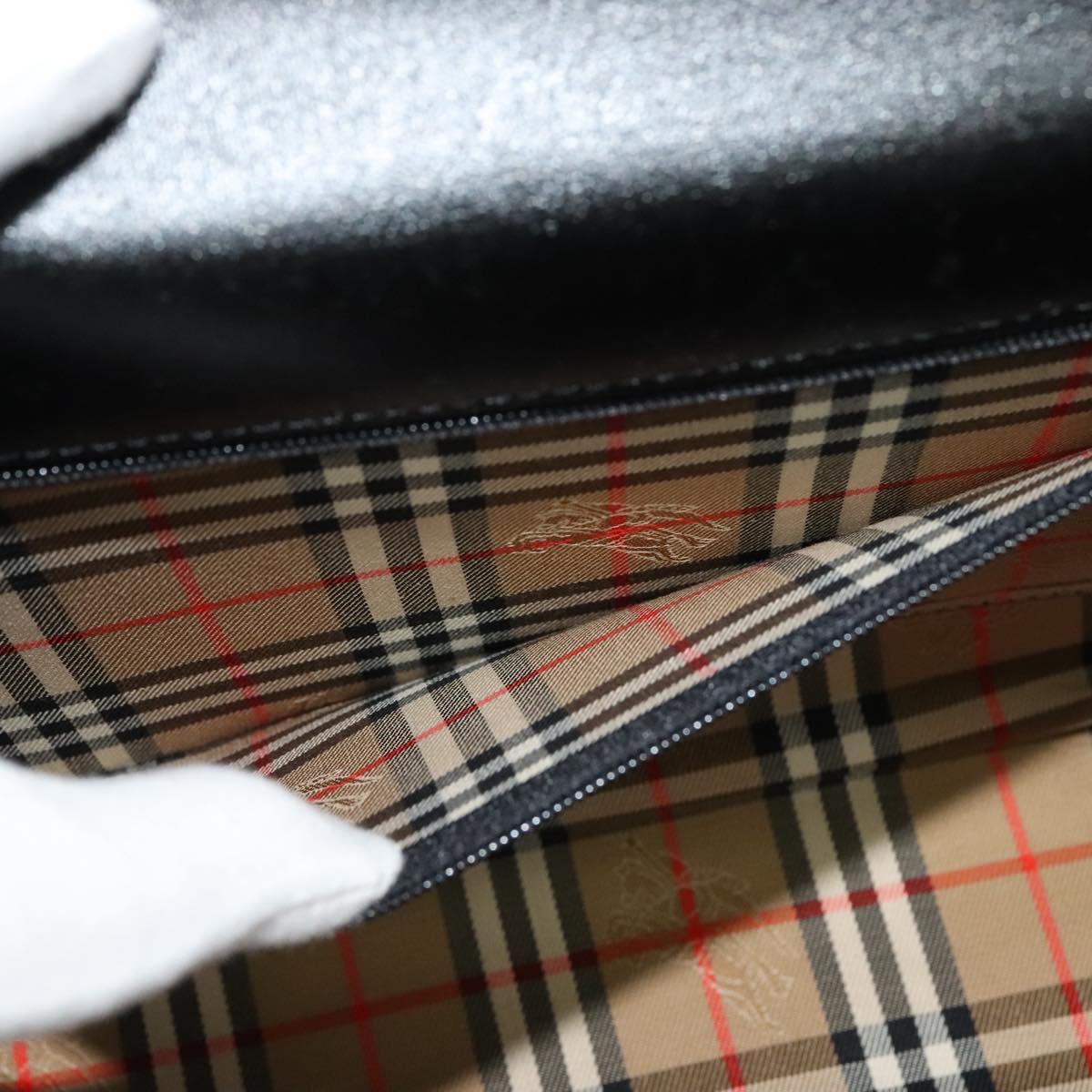 Burberrys Hand Bag Leather 2way Black Silver Auth 124374