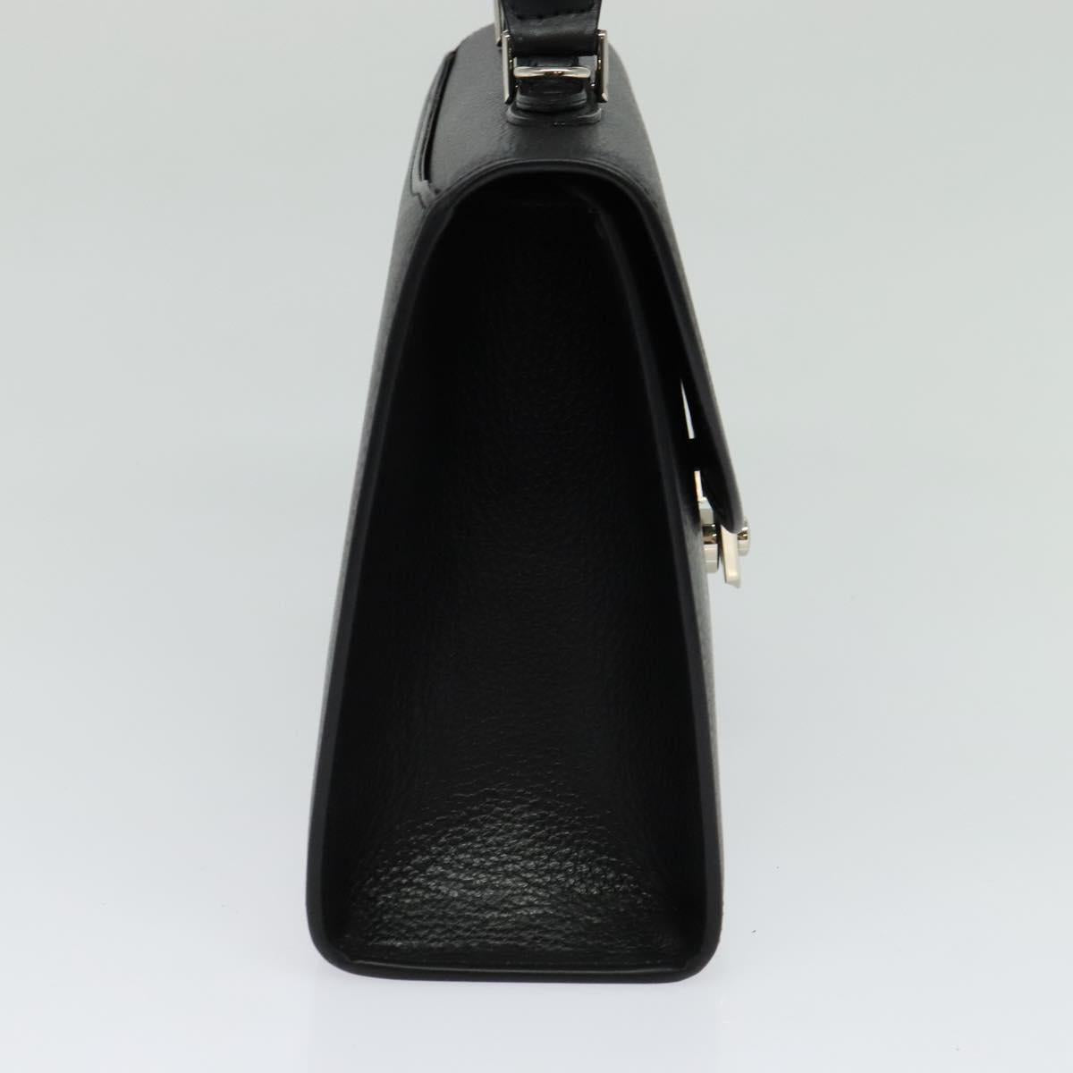 Burberrys Hand Bag Leather 2way Black Silver Auth 124374