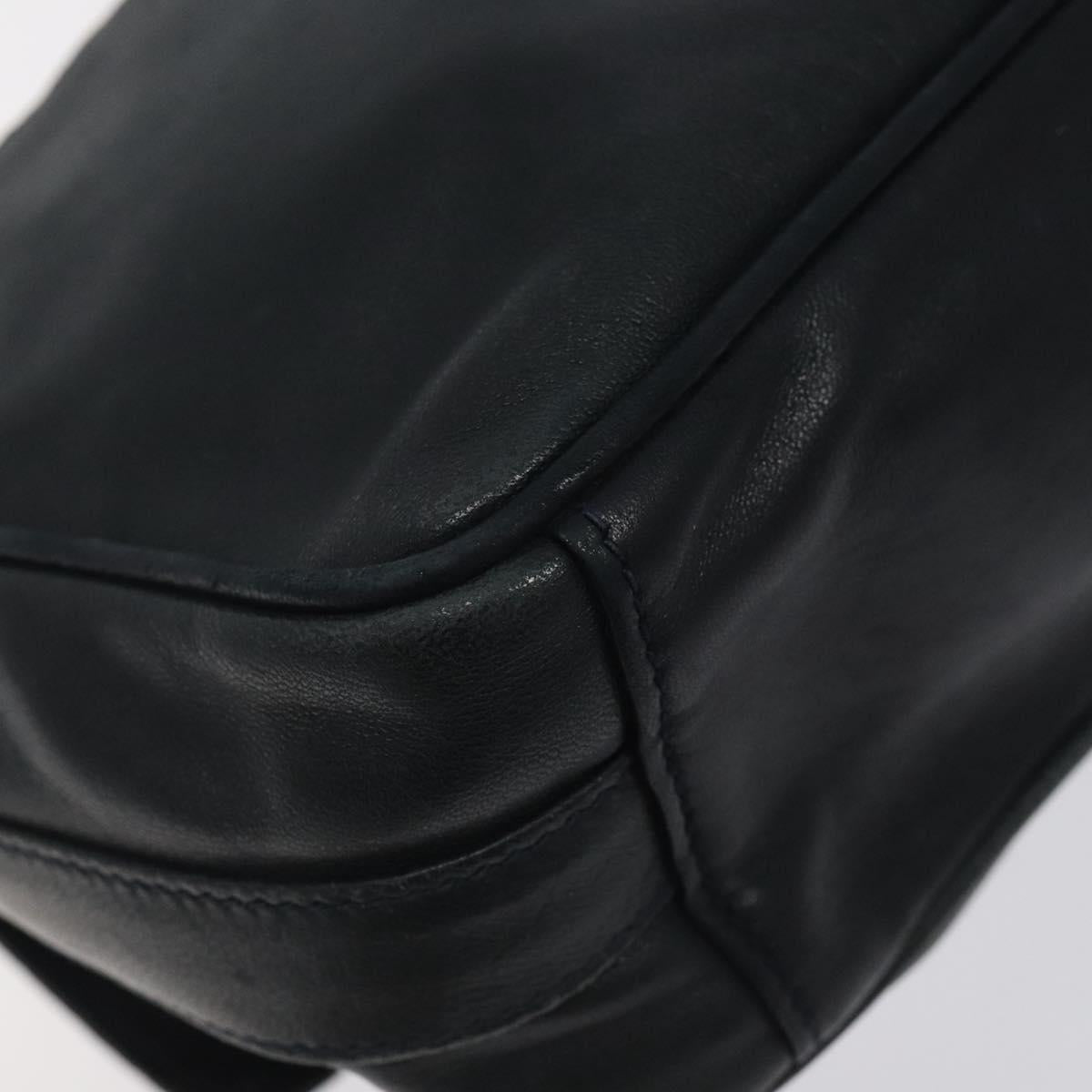 GUCCI Horsebit Shoulder Bag Leather Black Gold 007 3444 0220 Auth 124377