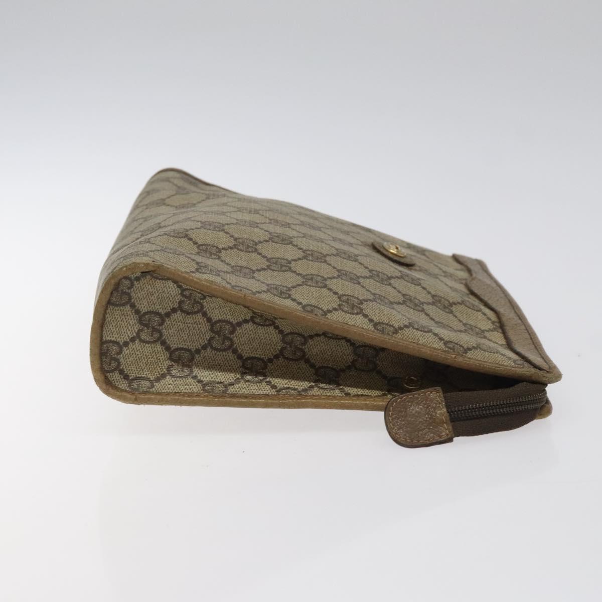 GUCCI GG Supreme Clutch Bag PVC Beige Gold 97 01 038 Auth 124397