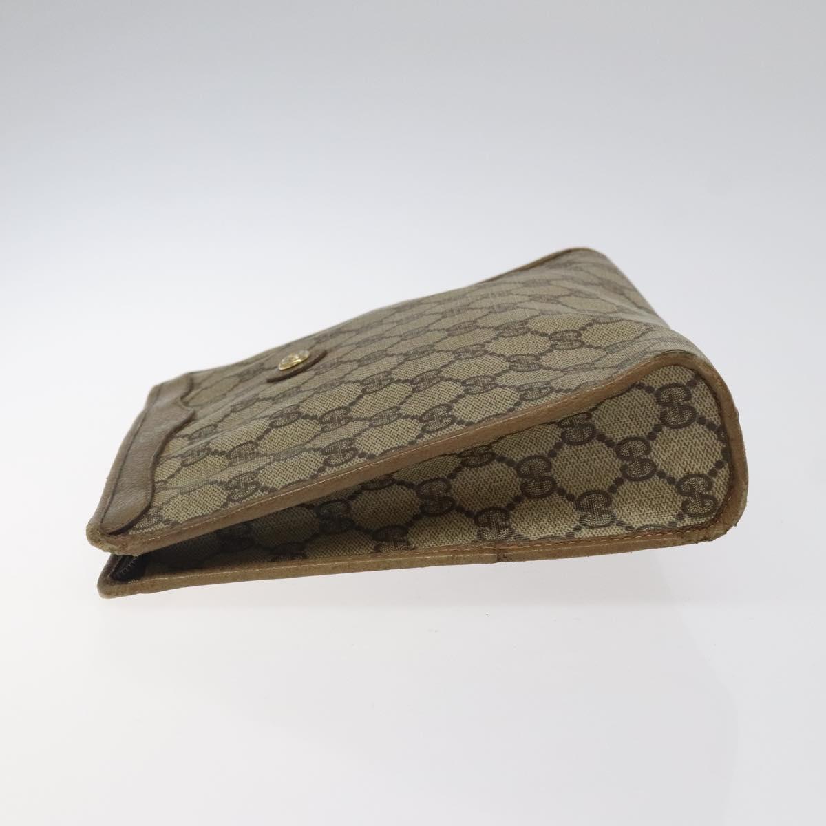 GUCCI GG Supreme Clutch Bag PVC Beige Gold 97 01 038 Auth 124397