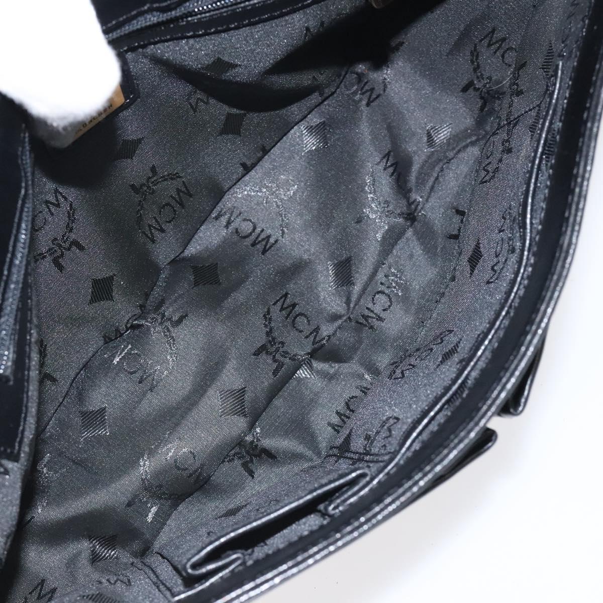 MCM Shoulder Bag Leather Black Gold Auth 124398