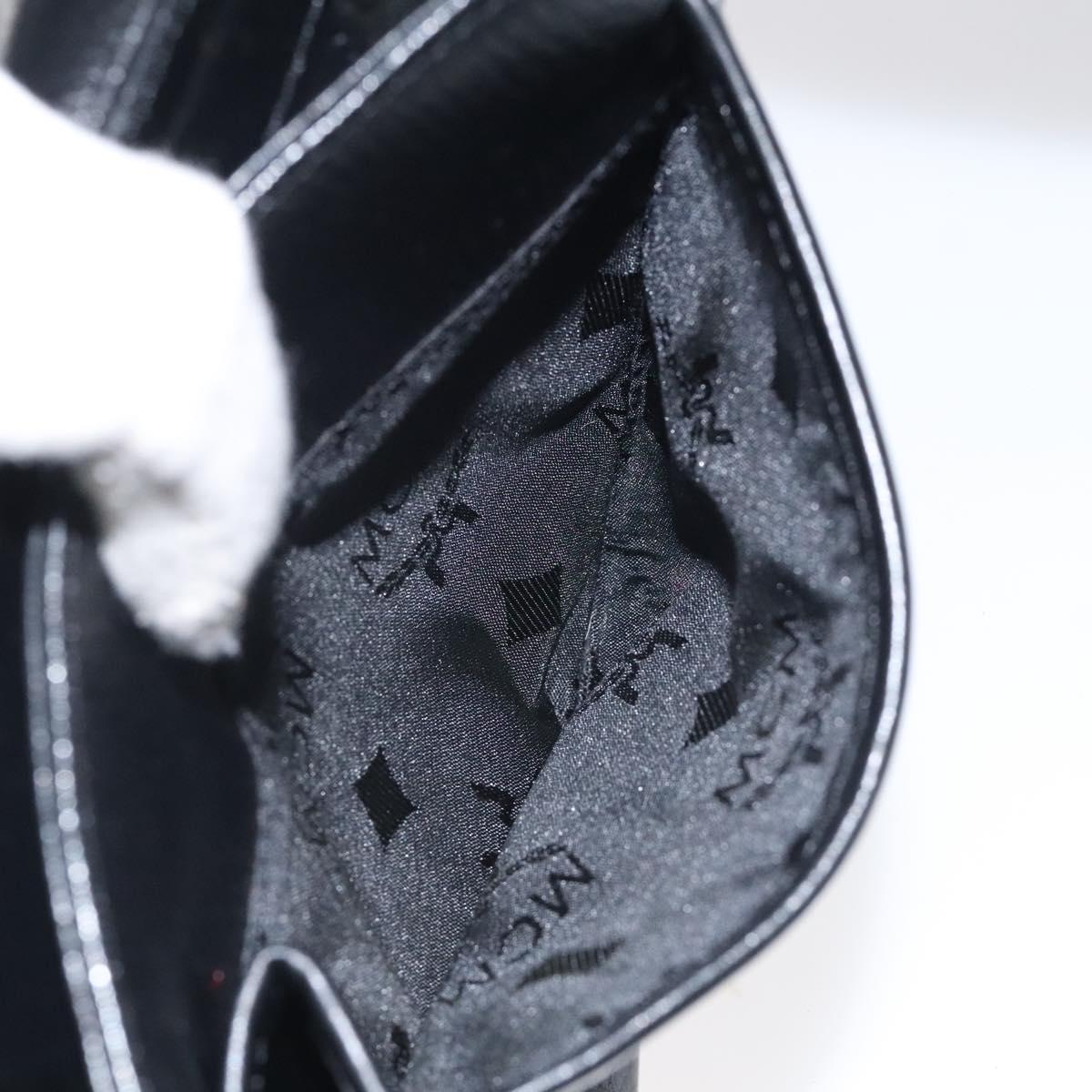 MCM Shoulder Bag Leather Black Gold Auth 124398