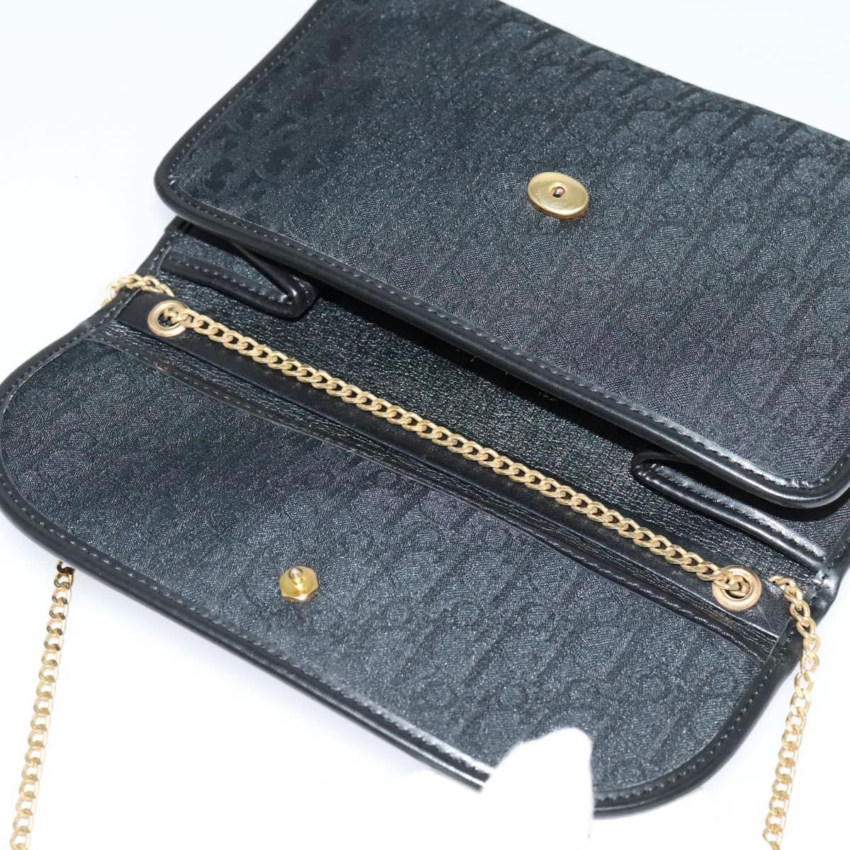 Christian Dior Trotter Canvas Chain Shoulder Bag Brown Gold Auth 124400