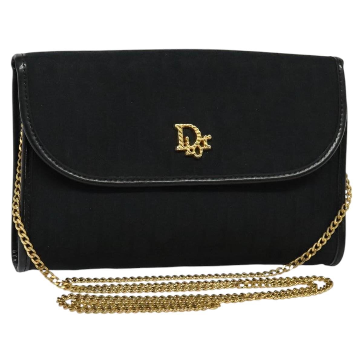 Christian Dior Trotter Canvas Chain Shoulder Bag Brown Gold Auth 124400