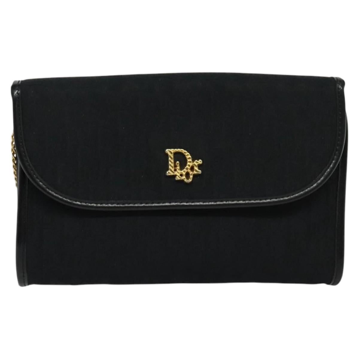 Christian Dior Trotter Canvas Chain Shoulder Bag Brown Gold Auth 124400