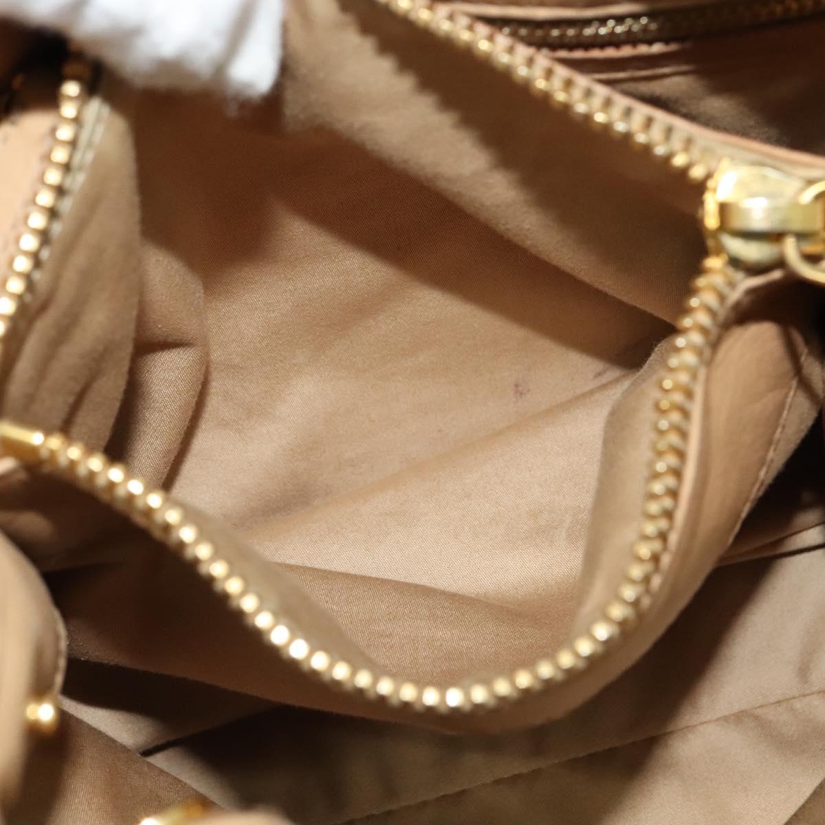 Miu Miu Hand Bag Leather Beige Gold Auth 124414V