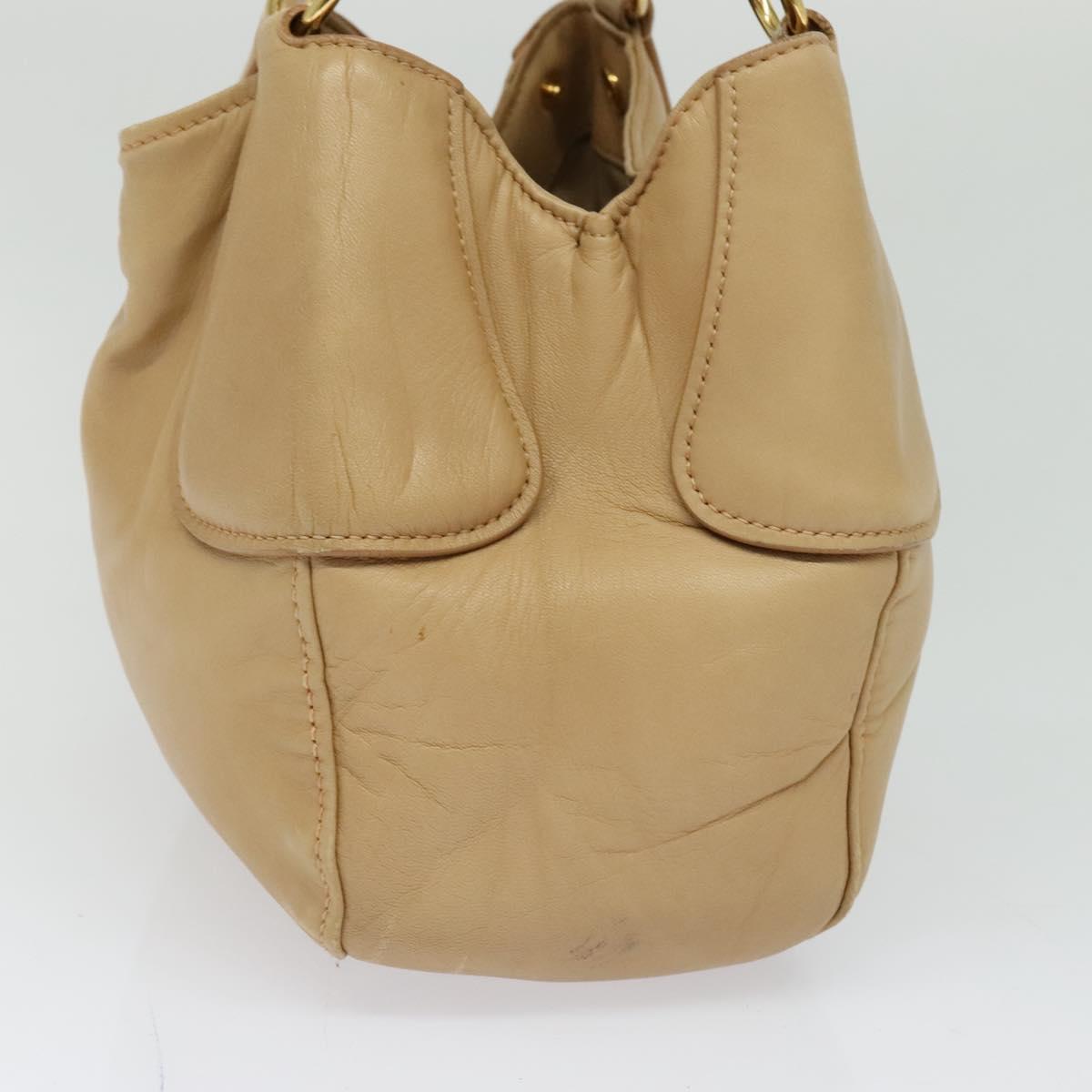 Miu Miu Hand Bag Leather Beige Gold Auth 124414V