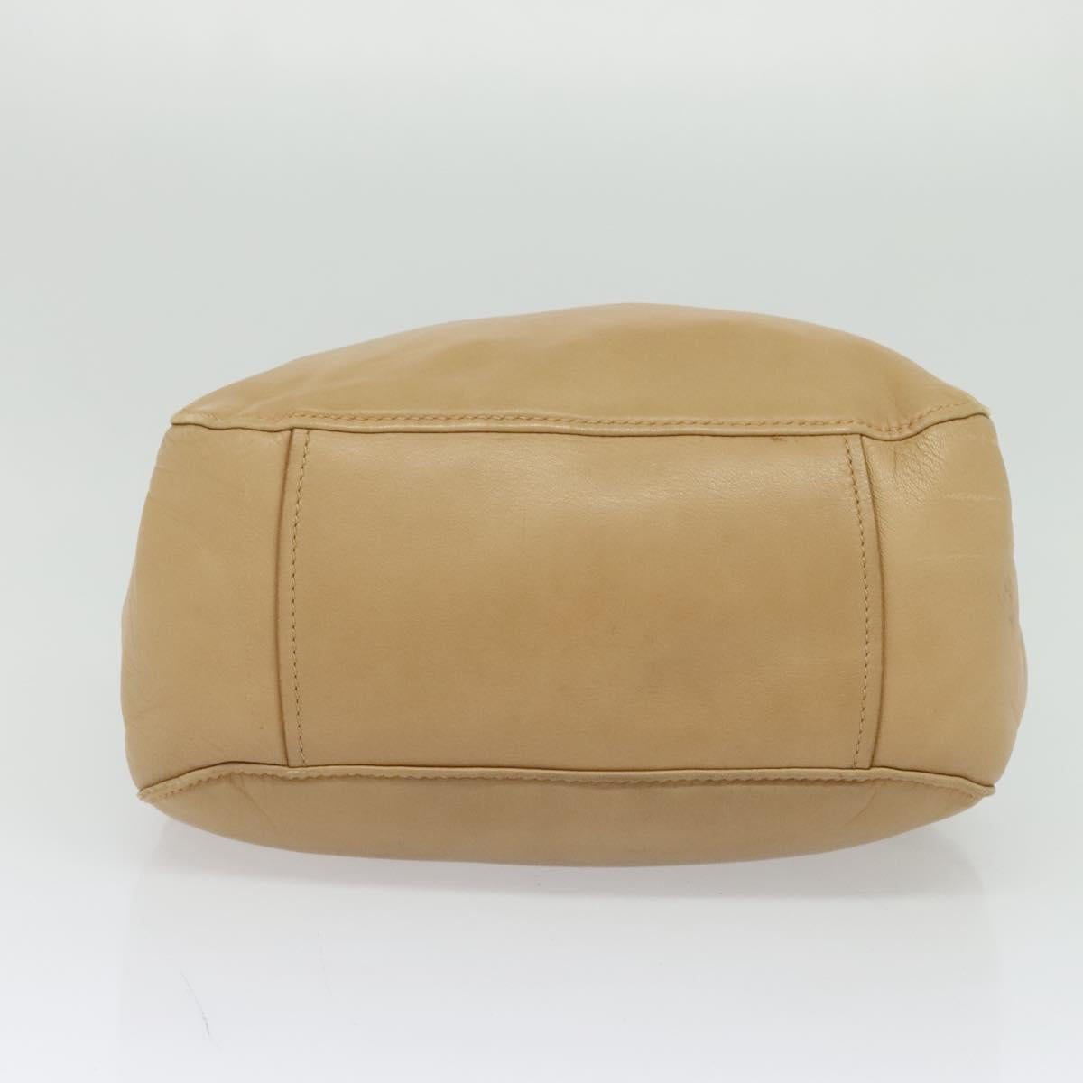 Miu Miu Hand Bag Leather Beige Gold Auth 124414V