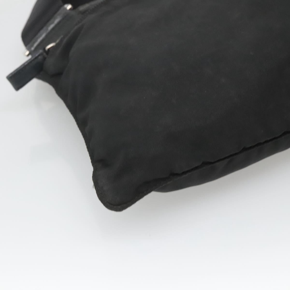PRADA Shoulder Bag Nylon Black Silver Auth 124420