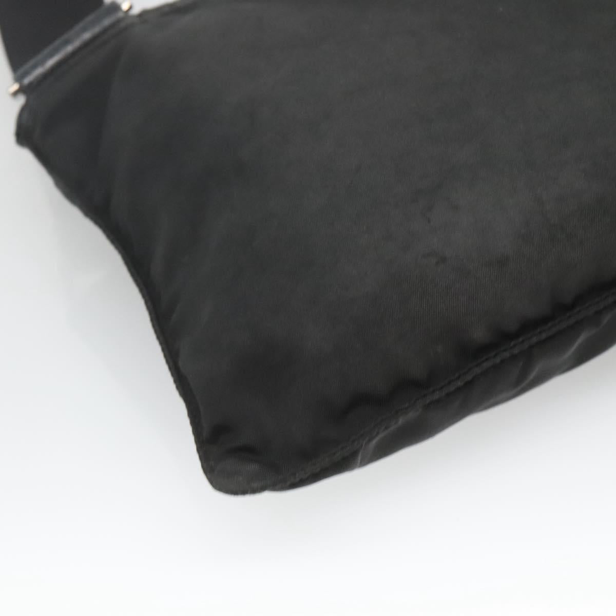 PRADA Shoulder Bag Nylon Black Silver Auth 124420