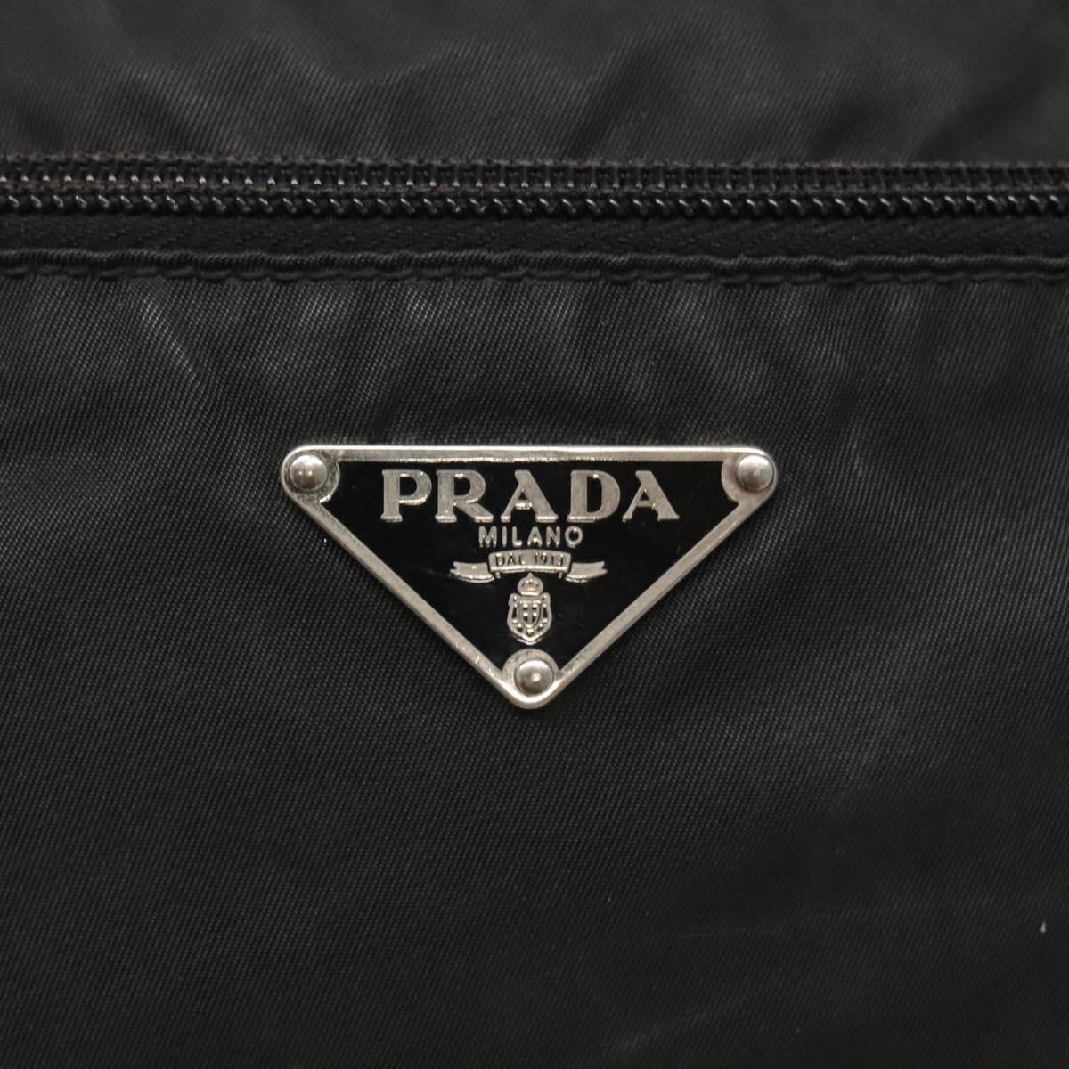 PRADA Shoulder Bag Nylon Black Silver Auth 124420