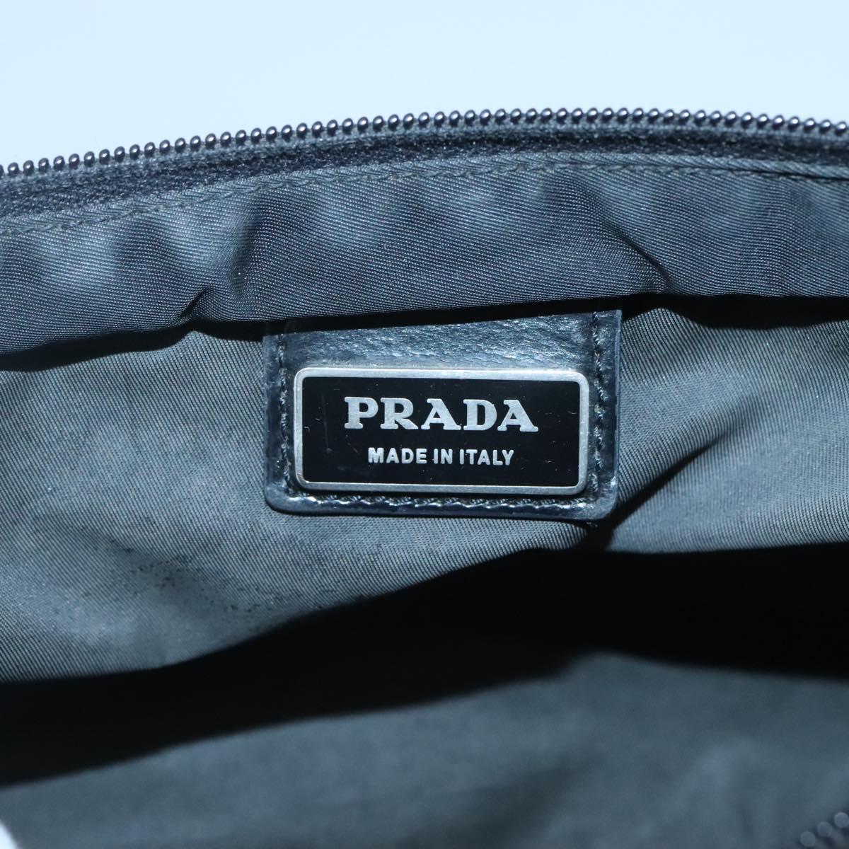 PRADA Shoulder Bag Nylon Black Silver Auth 124420