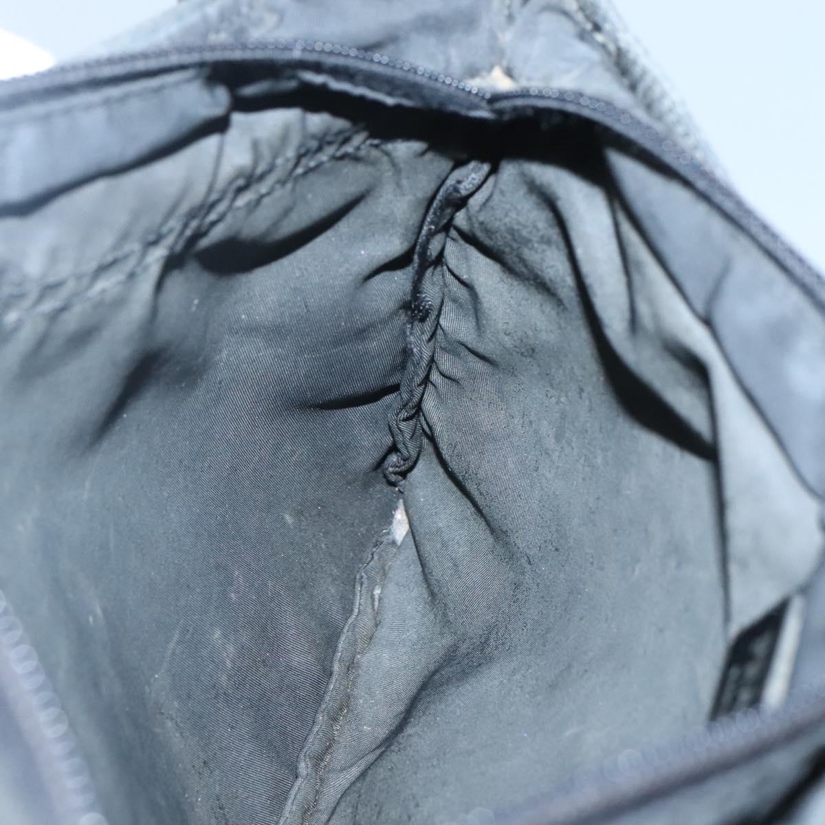 PRADA Shoulder Bag Nylon Black Silver Auth 124420