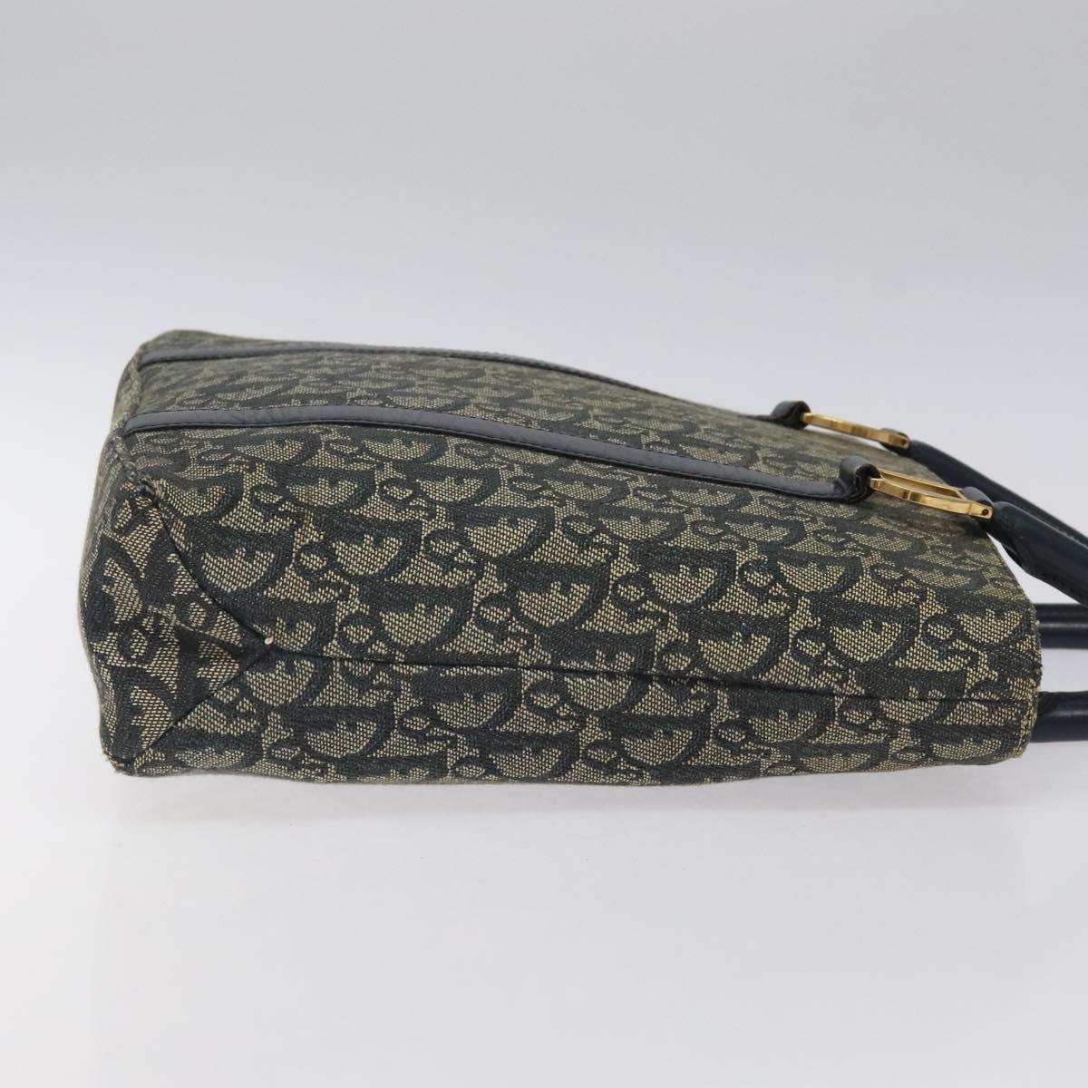 Christian Dior Trotter Canvas Hand Bag Navy Gold Auth 124422