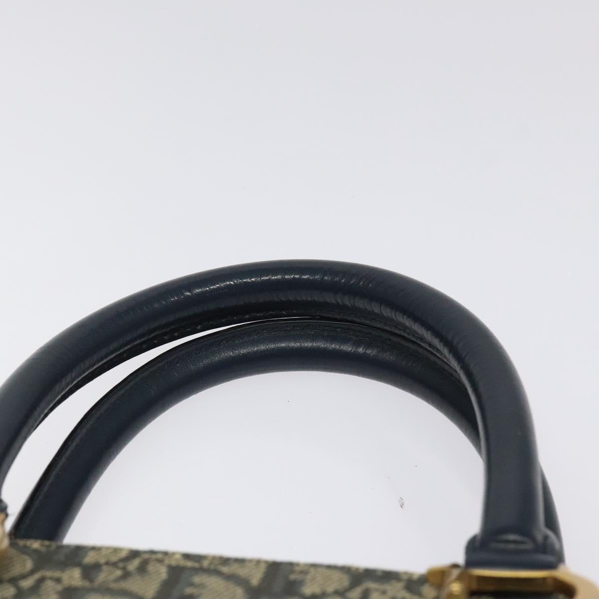 Christian Dior Trotter Canvas Hand Bag Navy Gold Auth 124422