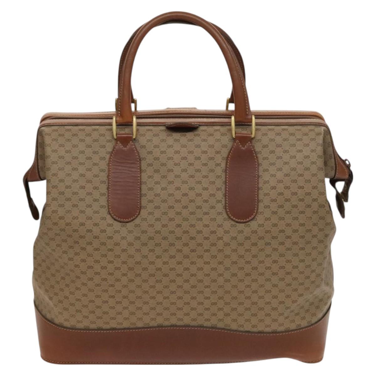 GUCCI Micro GG Supreme Boston Bag PVC Beige Gold 012 024 0467 45 Auth 124459