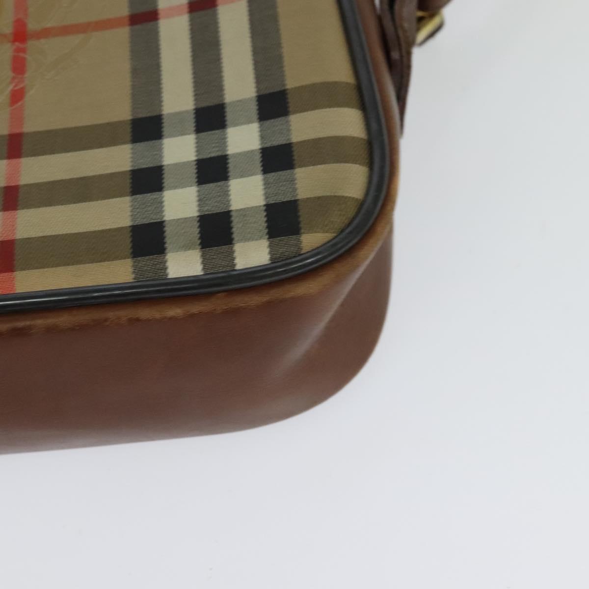 Burberrys Nova Check Shoulder Bag Canvas Beige Gold Auth 124461