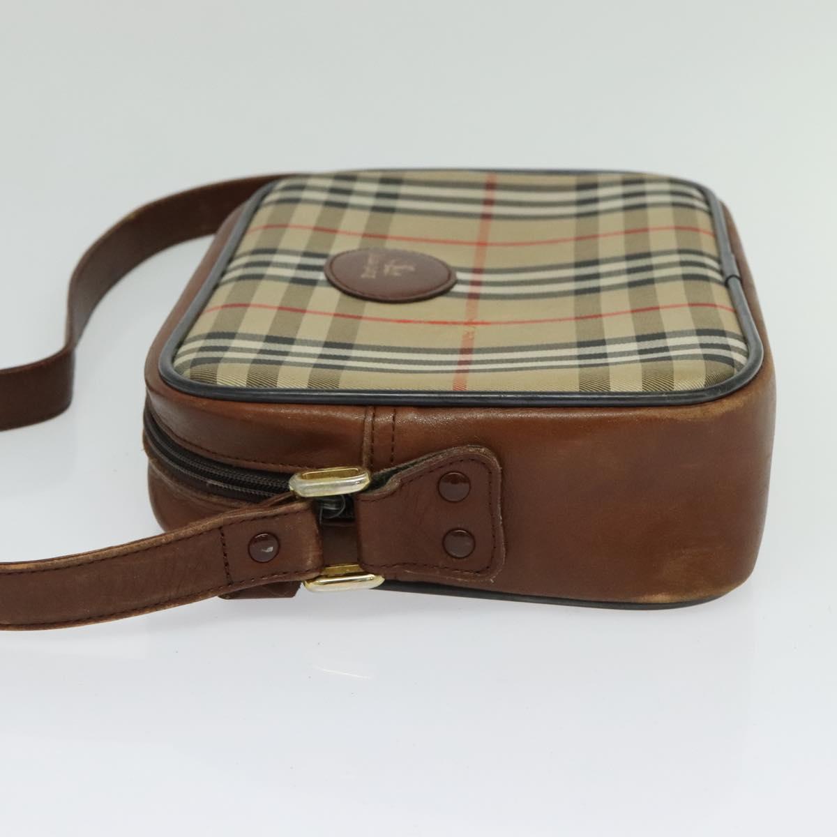 Burberrys Nova Check Shoulder Bag Canvas Beige Gold Auth 124461