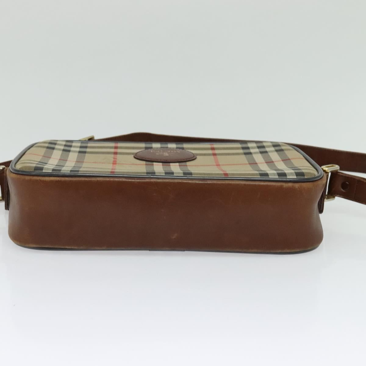 Burberrys Nova Check Shoulder Bag Canvas Beige Gold Auth 124461