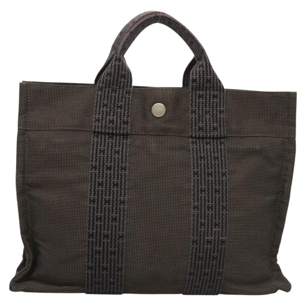 HERMES Her Line PM Tote Bag Canvas Gray Auth 124467