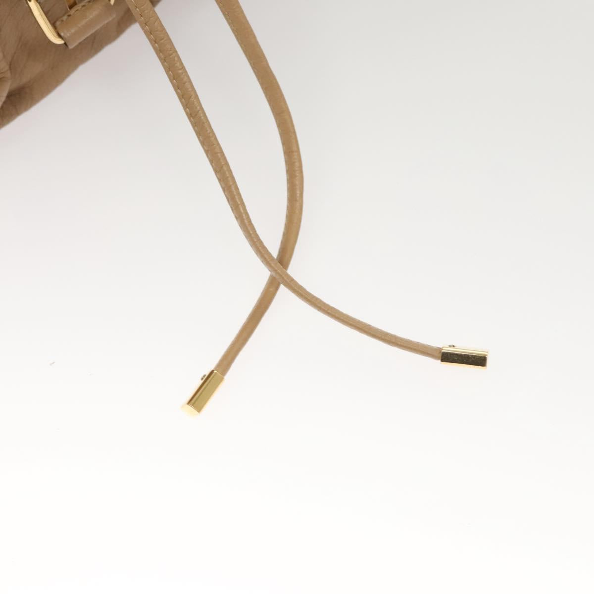 BVLGARI Shoulder Bag Leather Beige Gold Auth 124489