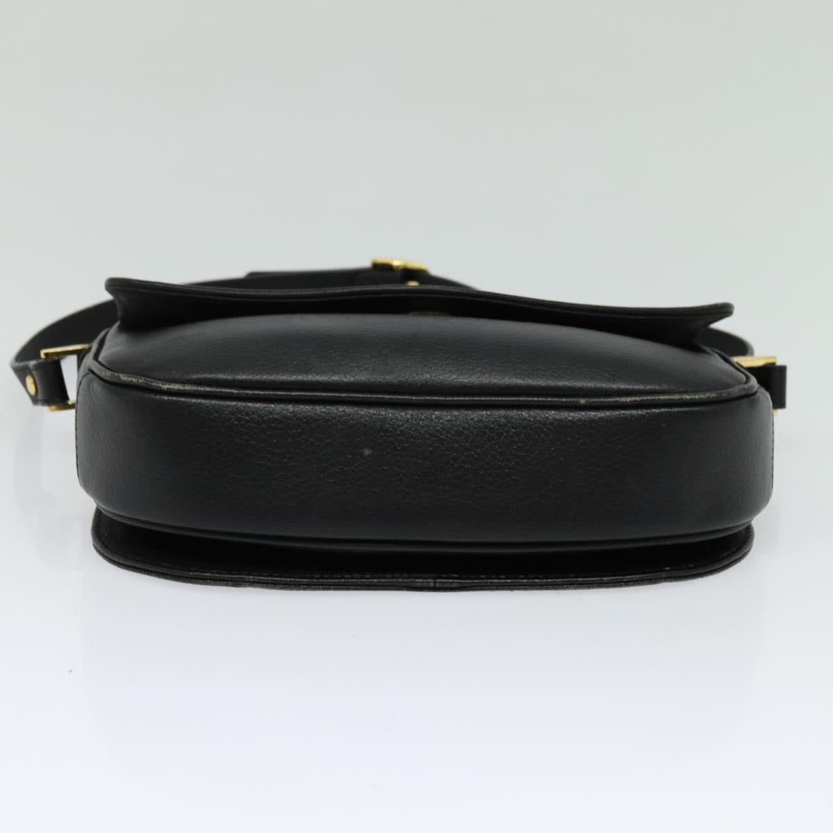 Burberrys Shoulder Bag Leather Black Gold Auth 124499