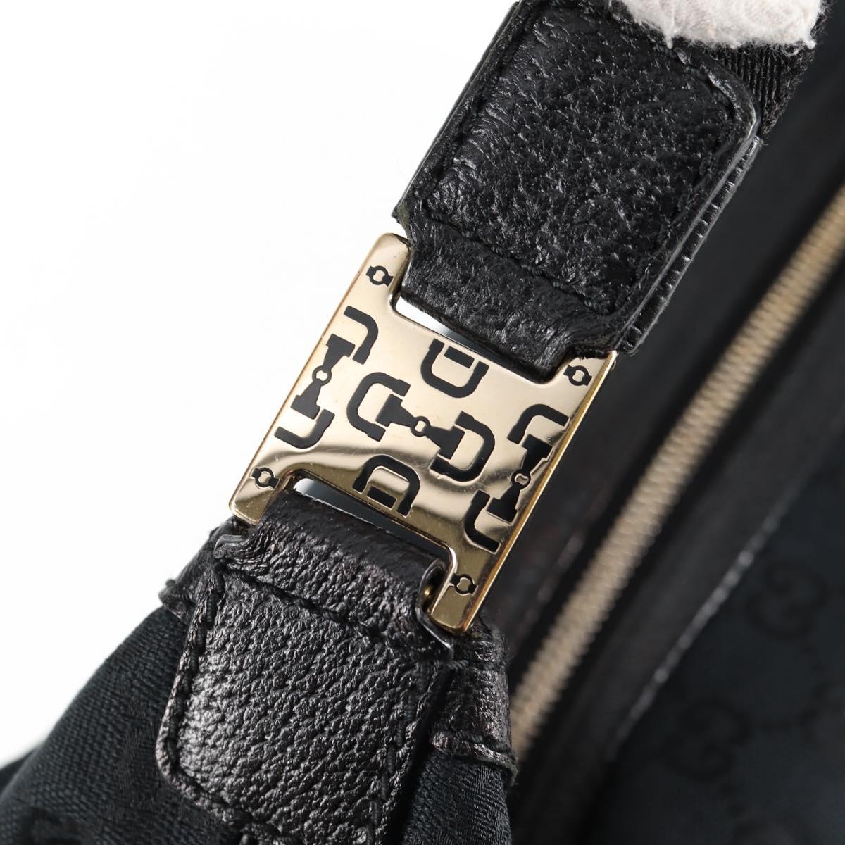 GUCCI GG Canvas Shoulder Bag Black Gold 146243 Auth 124500V