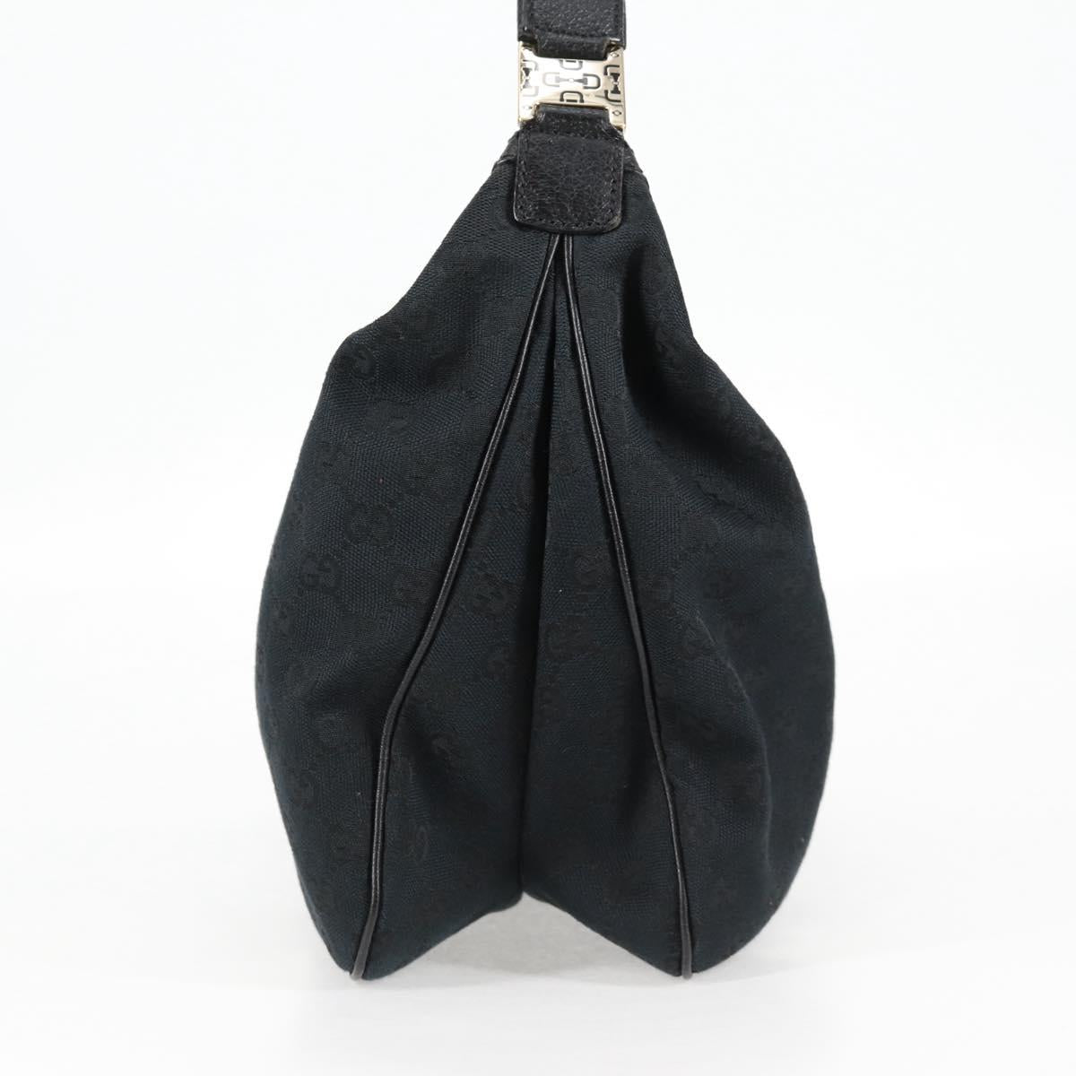 GUCCI GG Canvas Shoulder Bag Black Gold 146243 Auth 124500V